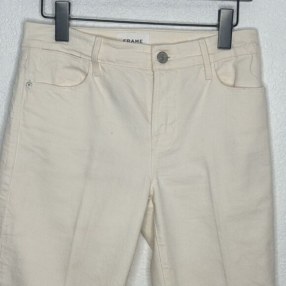 New Frame Le High Straight Cascade Hem Off White Size 26 - Picture 4 of 16